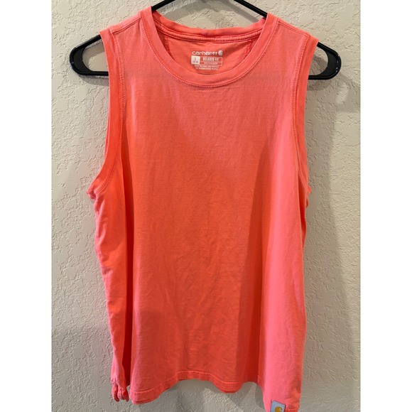 Carhartt Tops - Carhartt Relaxed Fit Muscle Tank Top Neon Coral Orange Sleeveless Shirt Large